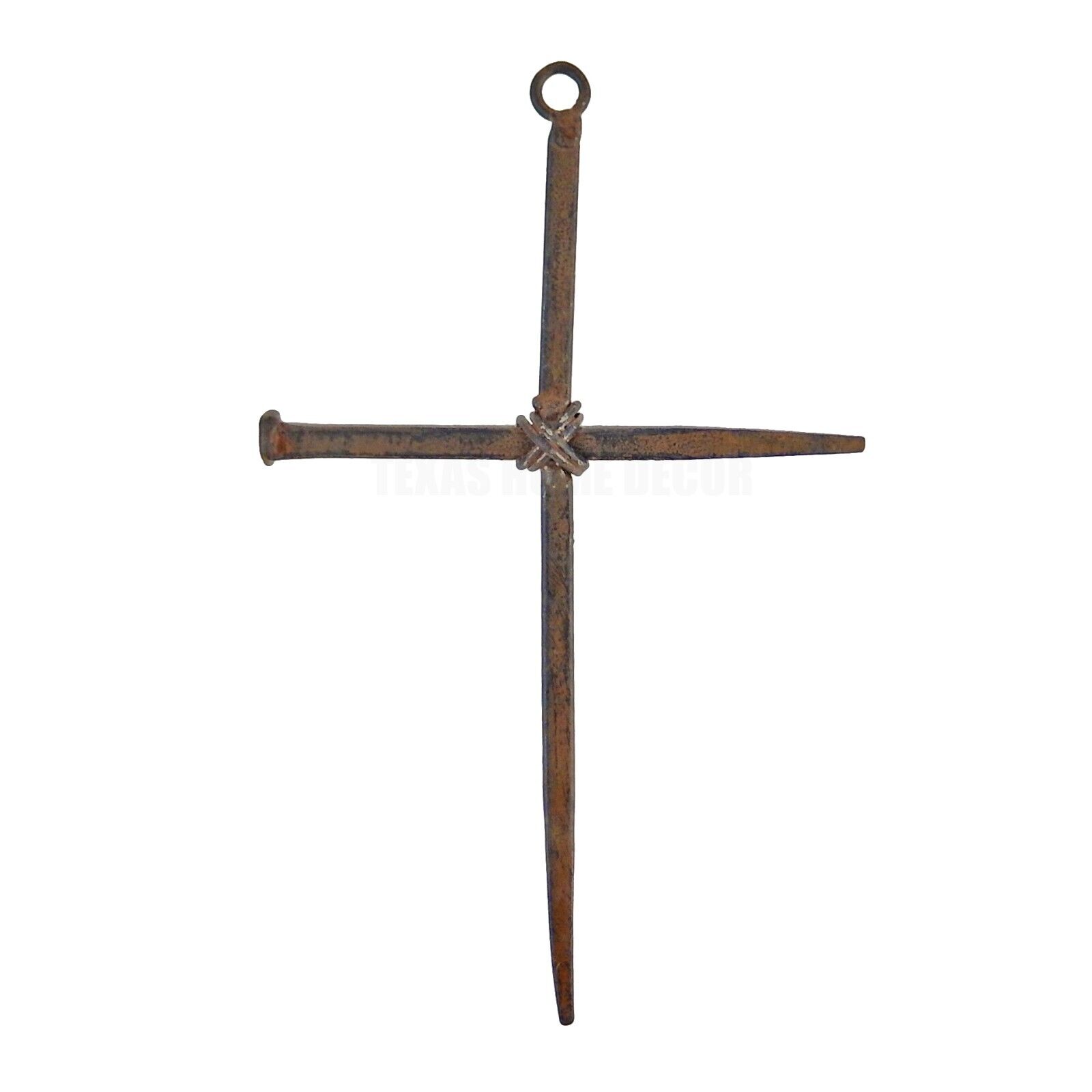 Small Metal Crossed Nails Wall Cross Rustic Finish Religious Decor 6 3/4 inch