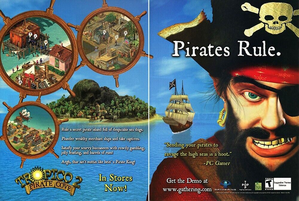 Tropico 2 PC Pirate\'s Cove Original 2004 Ad Authentic Windows Video Game Promo