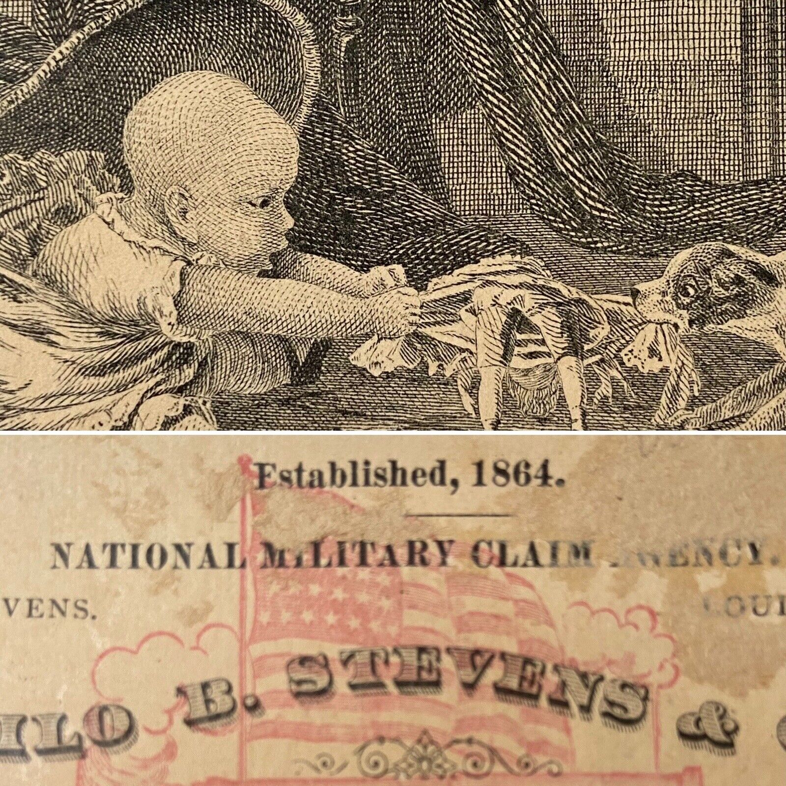1880s Civil War National Military Claim Agency Trade Card Milo B. Stevens & Co.
