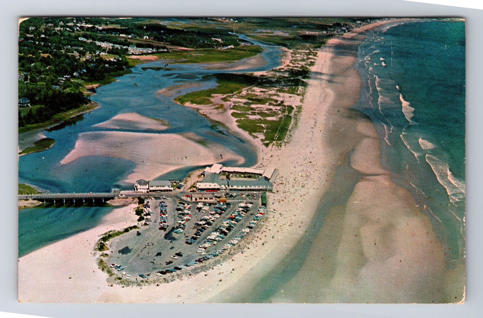 Ogunquit ME-Maine, Aerial Of Beach Area, Ogunquit River, Vintage c1972 Postcard