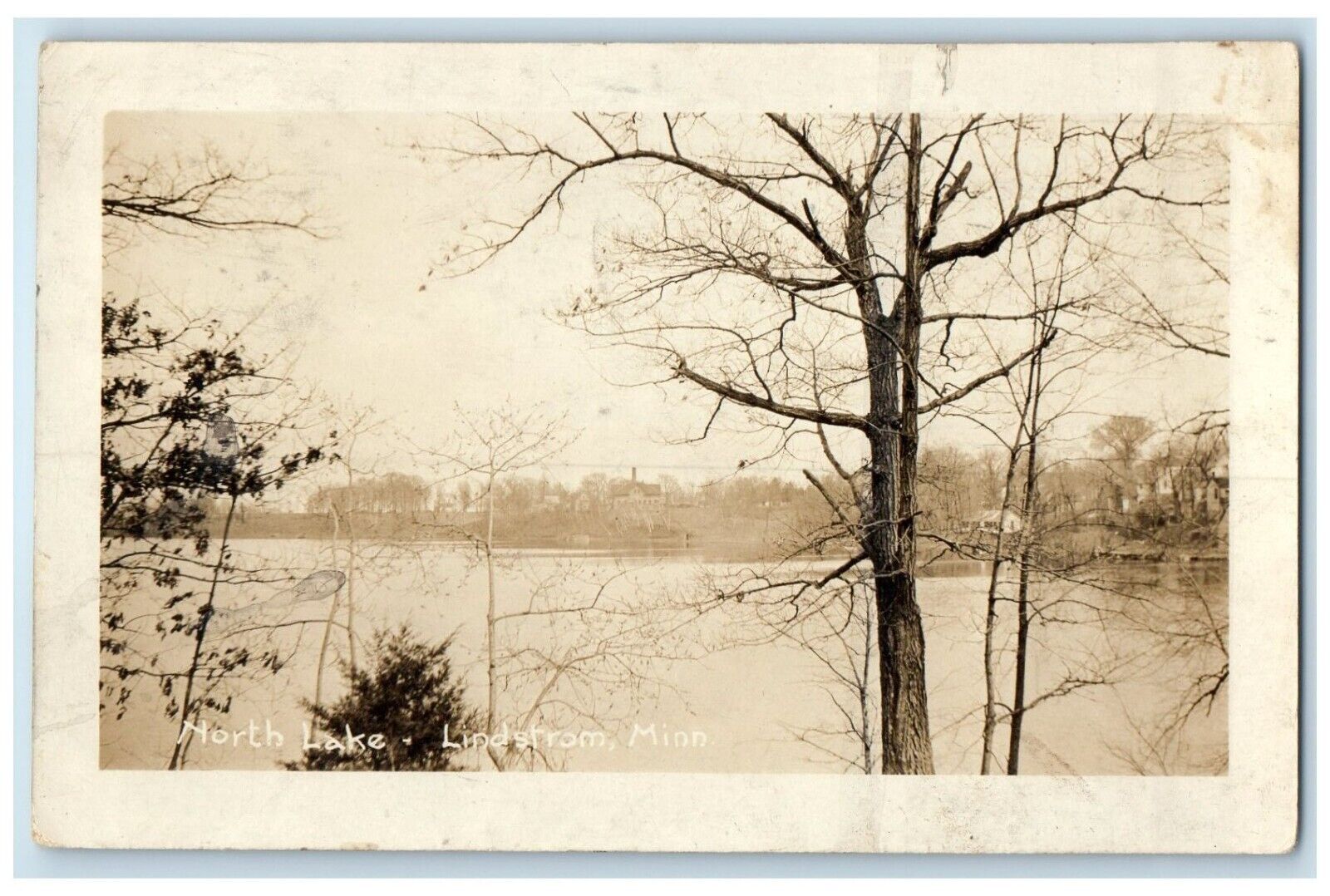1921 View Of North Lake Lindstrom Minnesota MN RPPC Photo Vintage Postcard
