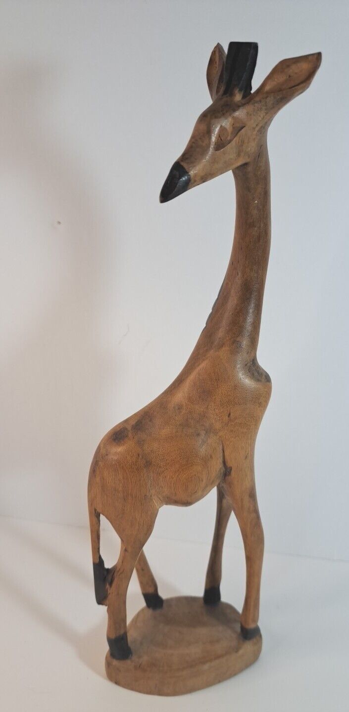 Giraffe hand carved Wooden statue 12 Inch Desk Decor