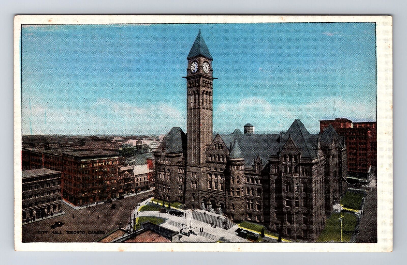 Toronto-Ontario, Panoramic View of City Hall, Antique Vintage Souvenir Postcard