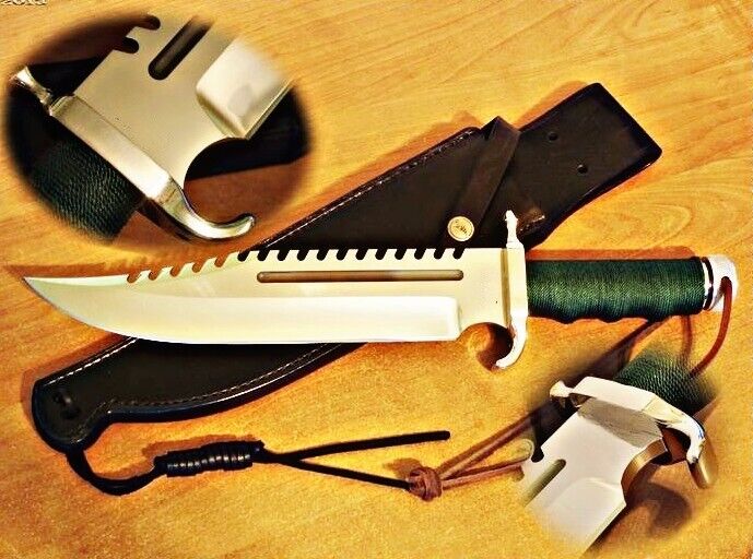 Handmade Rambo III knife Rescue 25TH Anniversary Hunting Bowie knife w/ Sheath