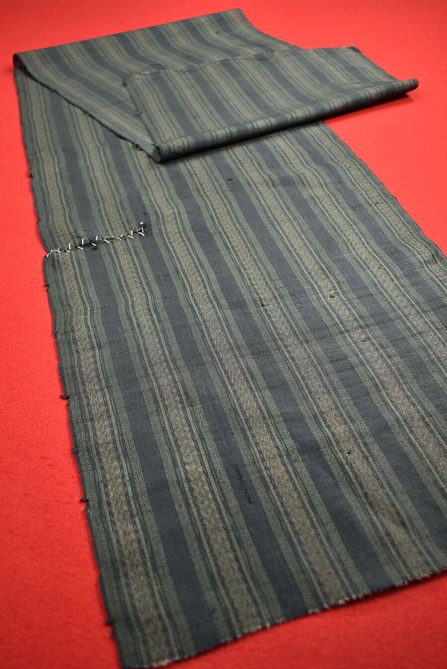 Vintage Japanese Kimono Fabric Silk Antique Boro Kusakizome Woven 57.9\