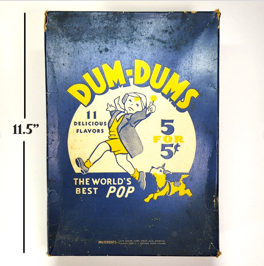 Very Rare 1939 Dum-Dums Parade 5 for 5¢ Candy Lollipop Box Bellevue, OH