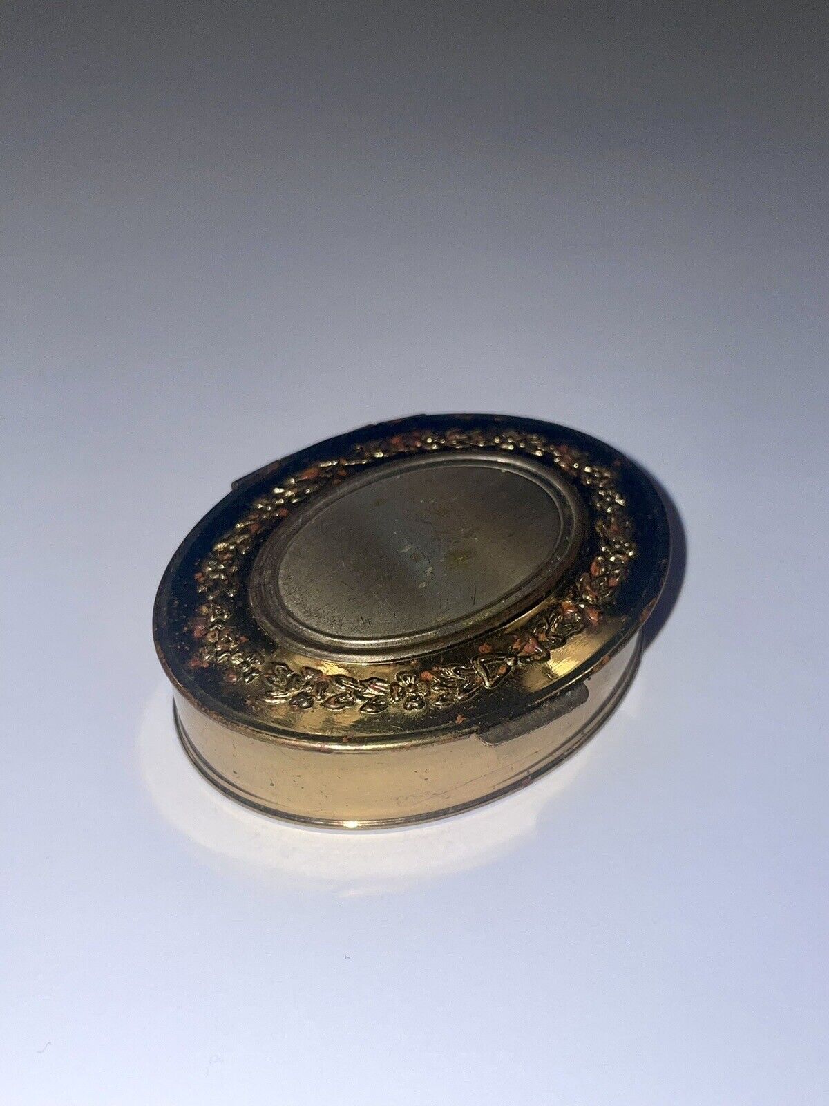 Vintage VOLUPTE Gold-Tone Engraved Makeup Pocket Mirror