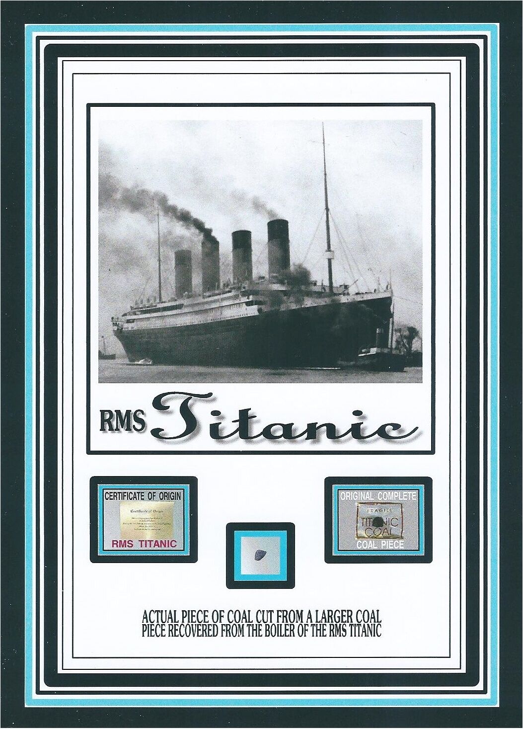 COAL actually from the TITANIC w/COA genuine 1912 sinking RMS White Star Line 