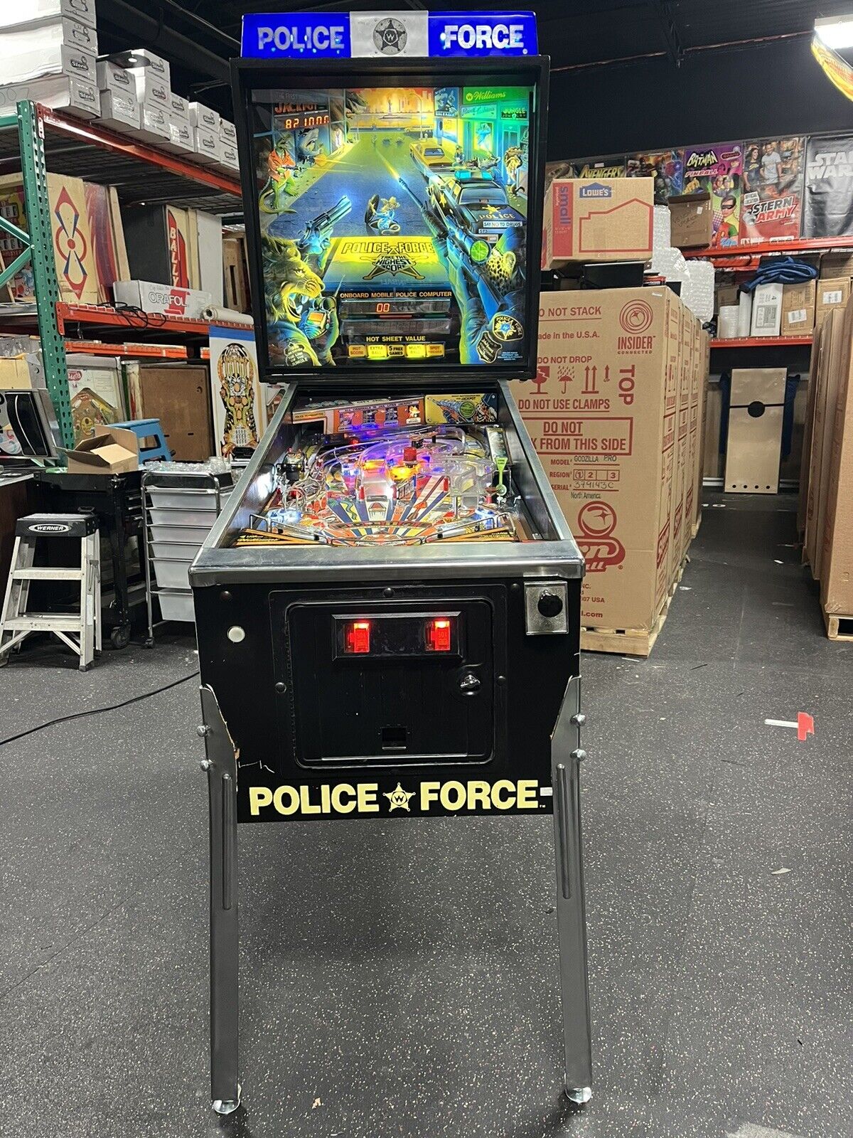1989 POLICE FORCE PINBALL MACHINE LEDS POLICE PROFESSIONAL TECHS