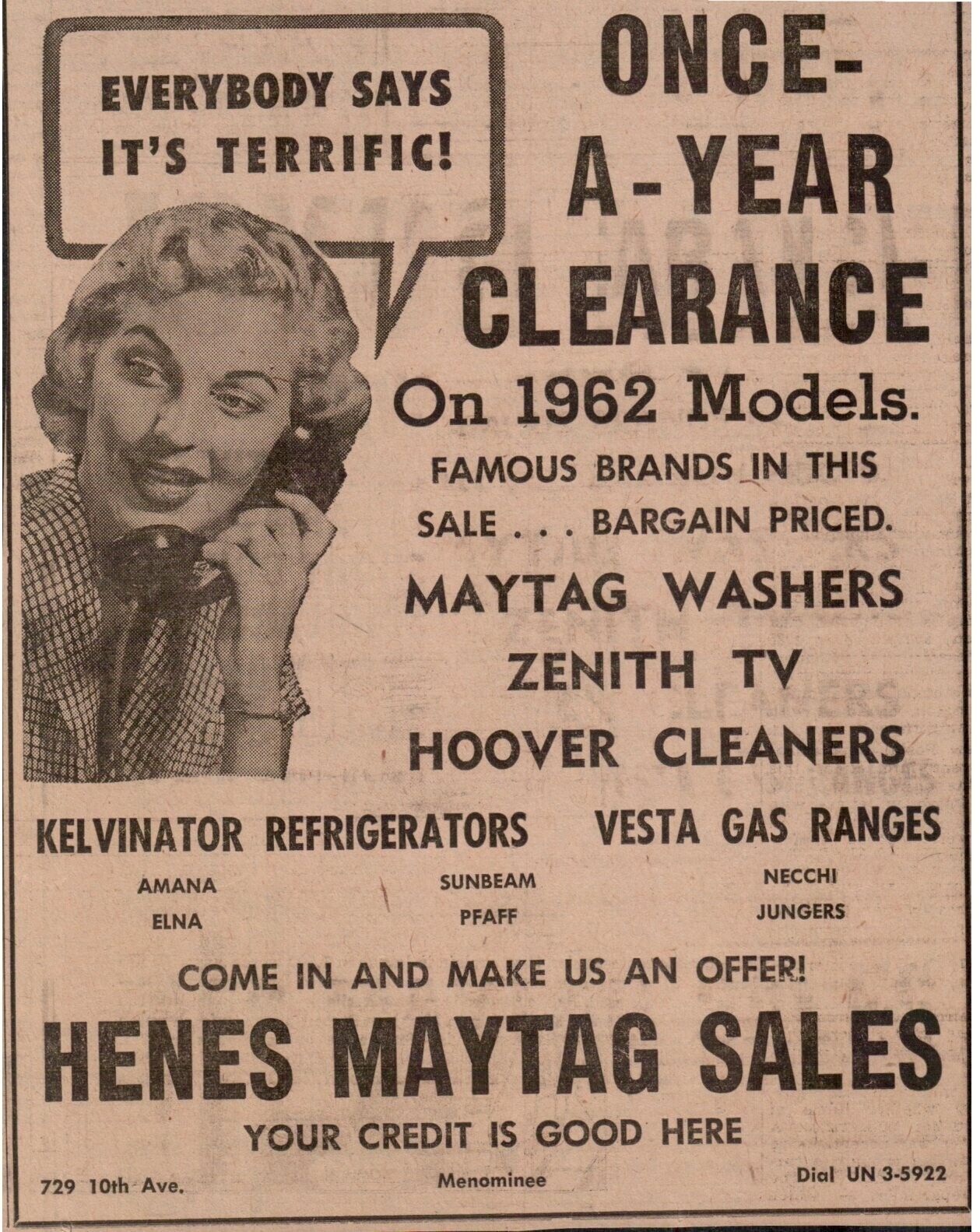 1960\'s Henes Maytag Sales \