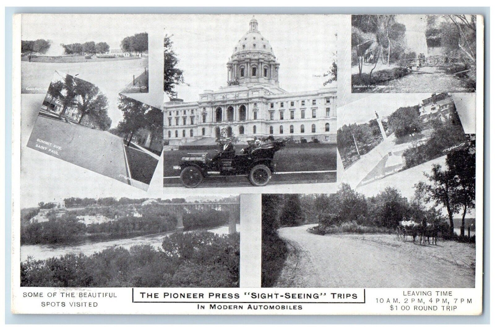 St. Paul Minnesota Postcard Some Beautiful Pioneer Press Sight-Seeing Trips 1910