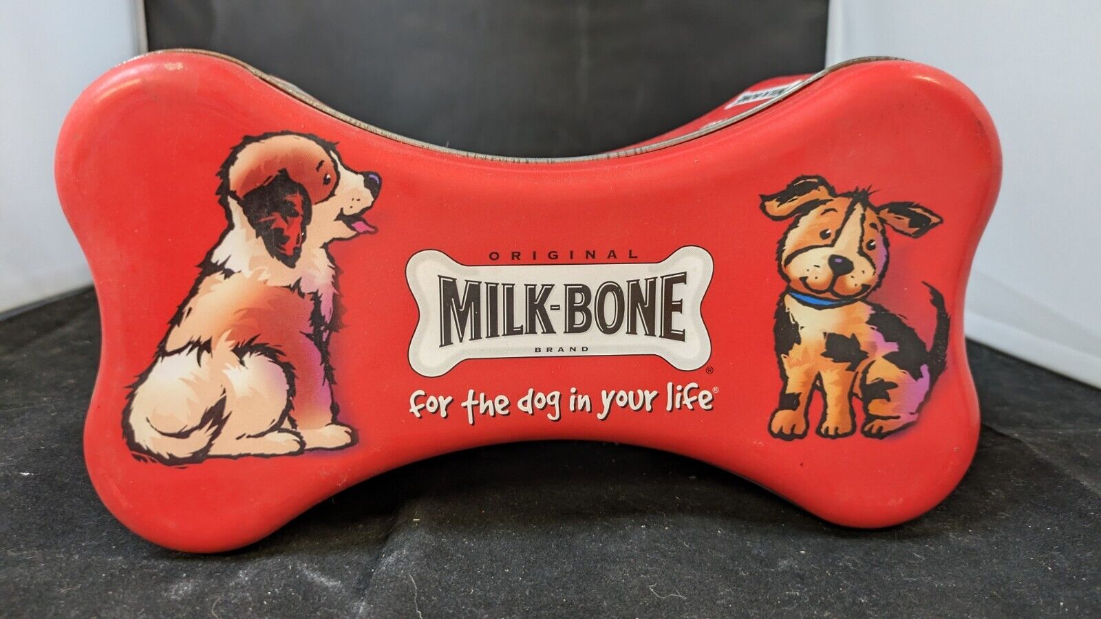 Vintage Milk-Bone Dog Biscuit Advertising Tin & Lid NICE