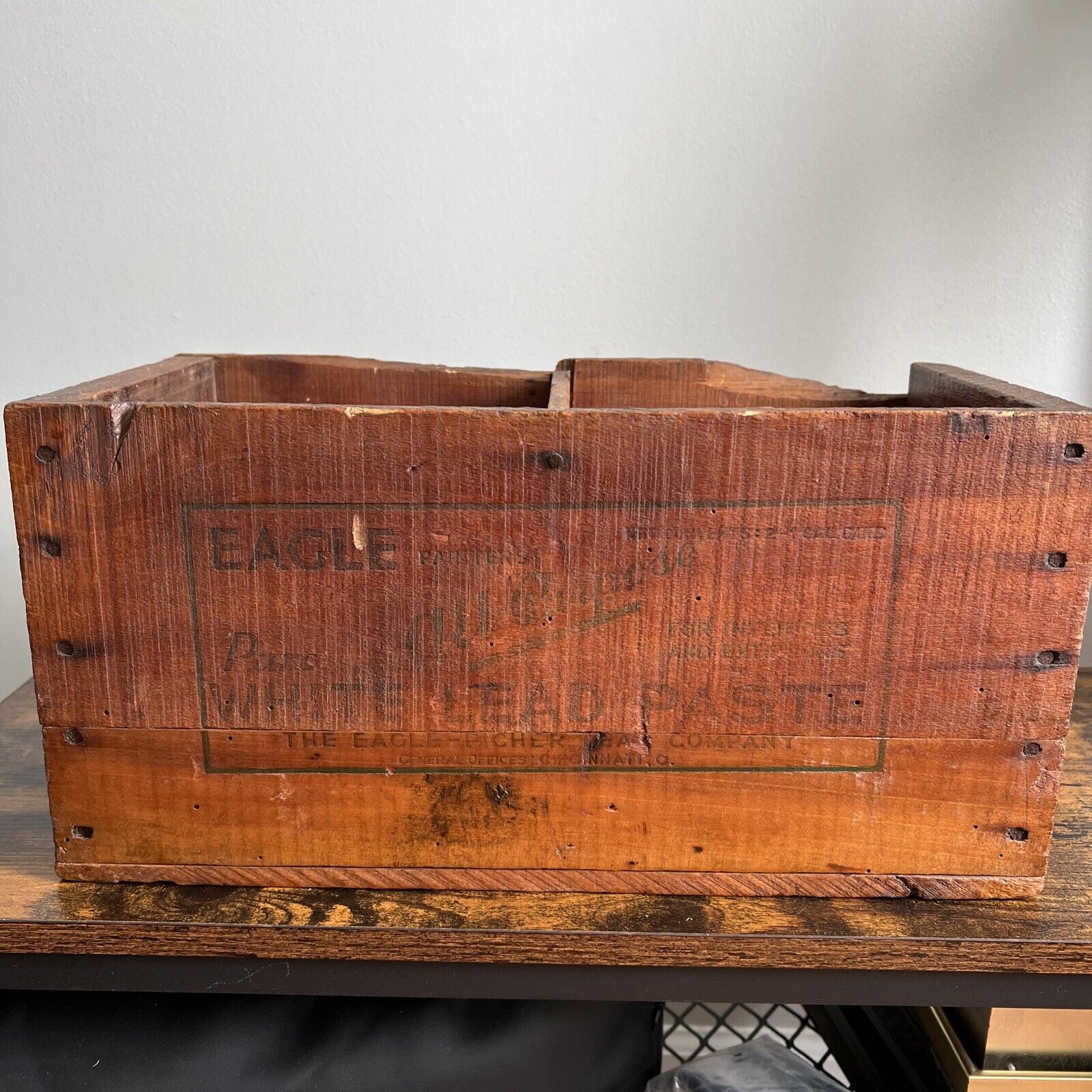 Rare Eagle Picher Lead Company Wood Crate Box White Lead paste Cincinnati OH