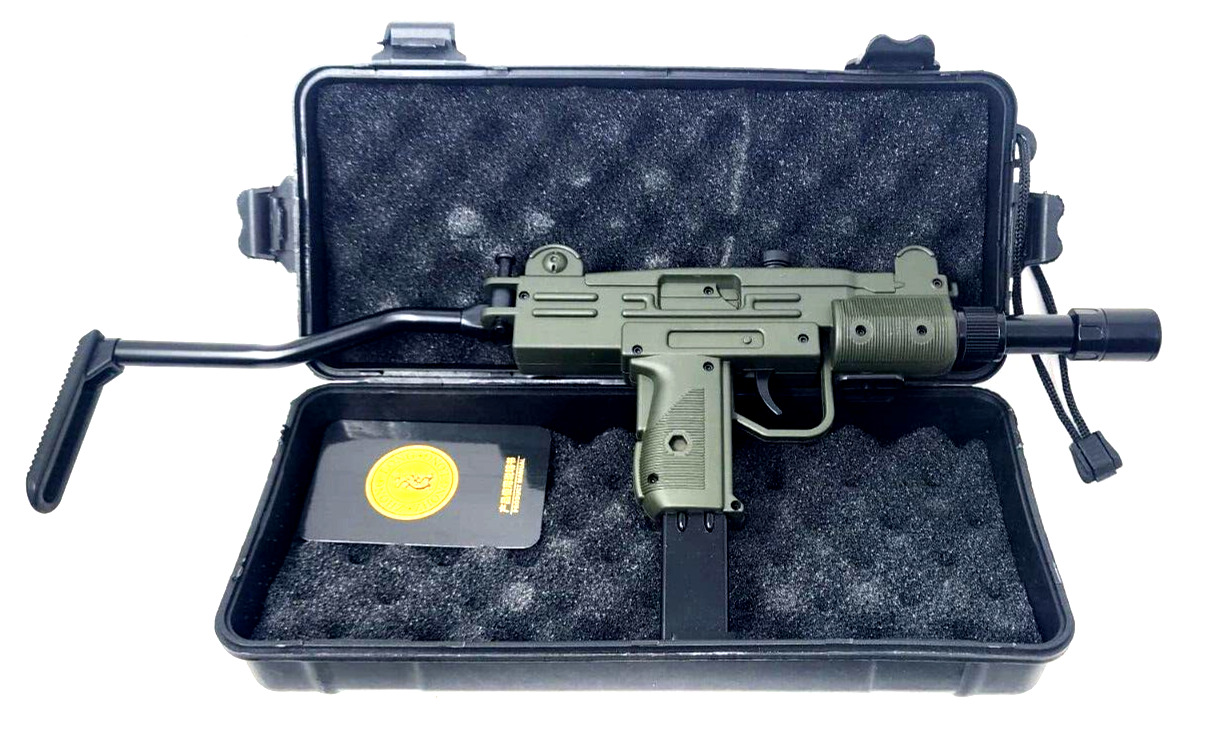 Replica Mini UZI Submachine Gun Pistol LIGHTER & Case ABS/Metal Jet Torch Flame