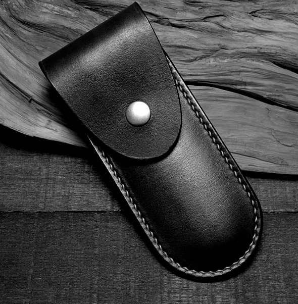 jackknife fold knife sheath scabbard waist bag cow leather customize black Z1012
