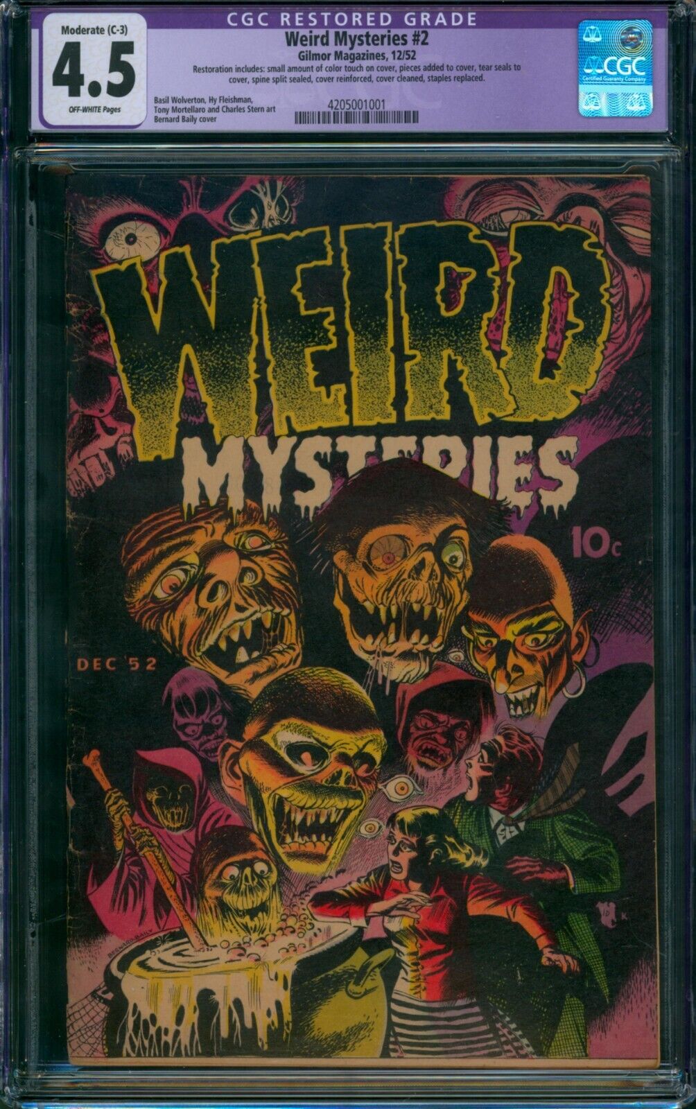 Weird Mysteries #2 (1952) ⭐ CGC 4.5 Restored ⭐ Pre-Code Horror Gilmor Comic