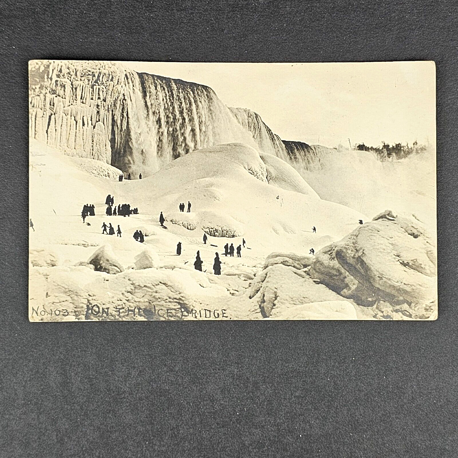 ANTIQUE 1920 REAL PHOTO POST CARD RPPC OF THE ICE BRIDGE AT NIAGARA FALLS, NY