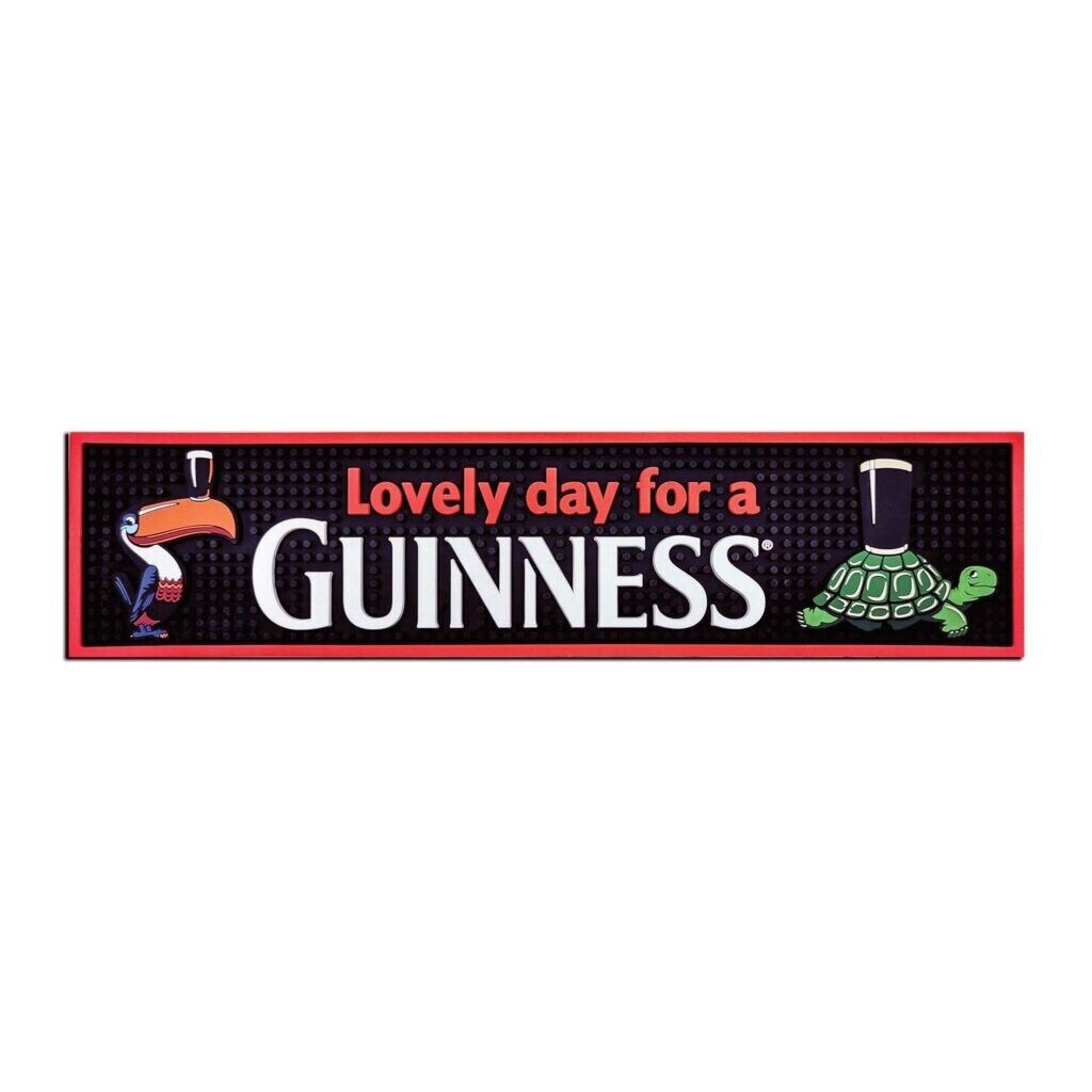 Guinness Toucan Lovely Day For a Guinness Rubber PVC Premium Bar Mat 19.5x5 inch