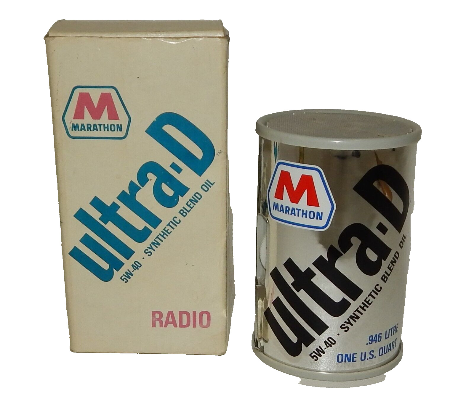 Vintage Marathon Ultra D Motor Oil Advertising Novelty Radio in Original Box