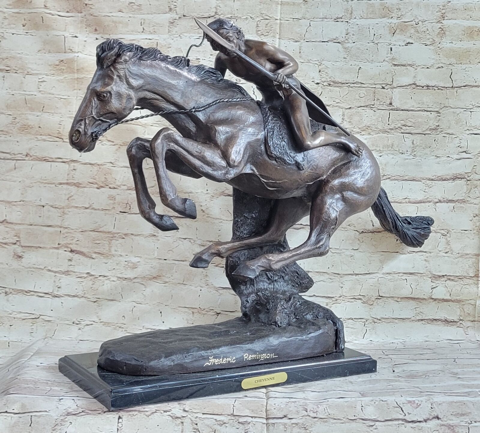 CHEYENNE by Frederic Remington Bronze Statue Sculpture Native American on Horse