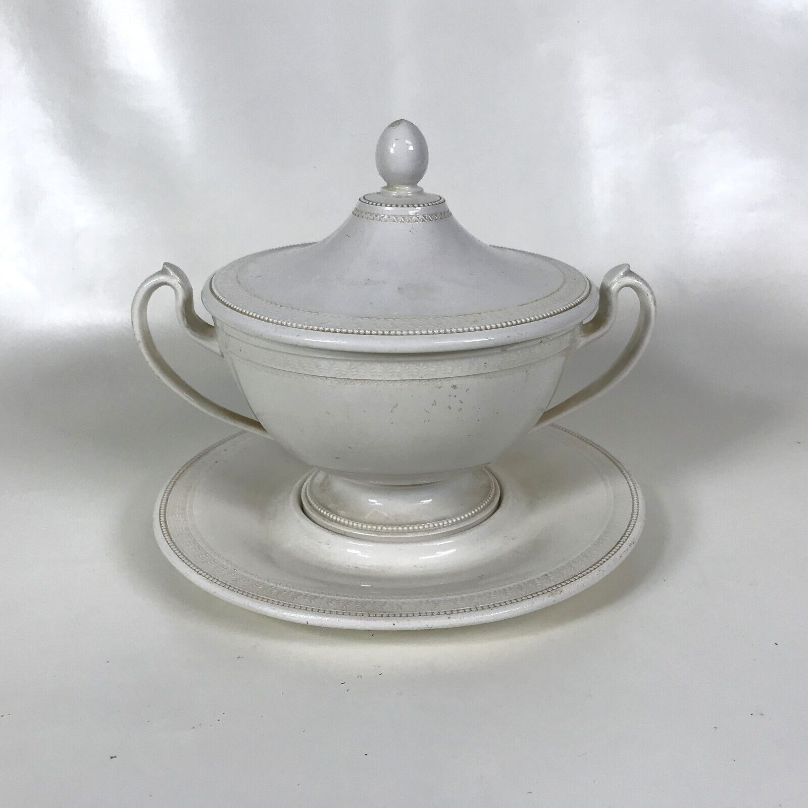 Circa 1790-1820 Creamware  Sauce Tureen with Underplate