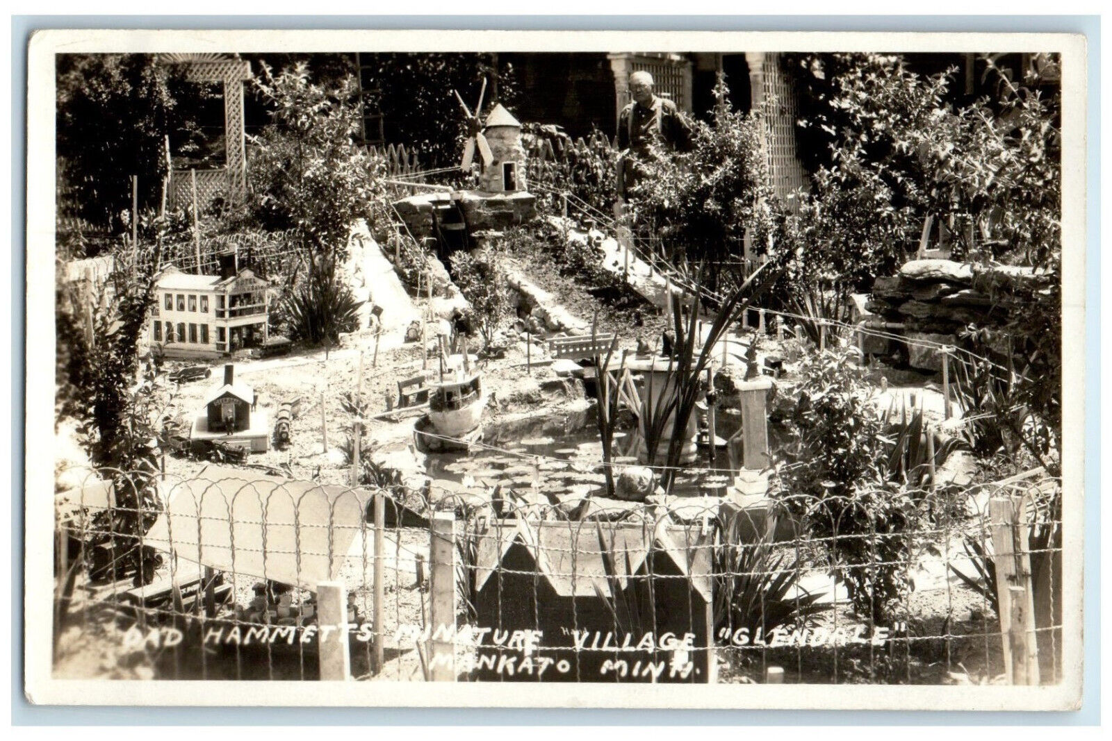 c1910 Hammetts Miniature Village Glendale Mankato MN RPPC Photo Postcard