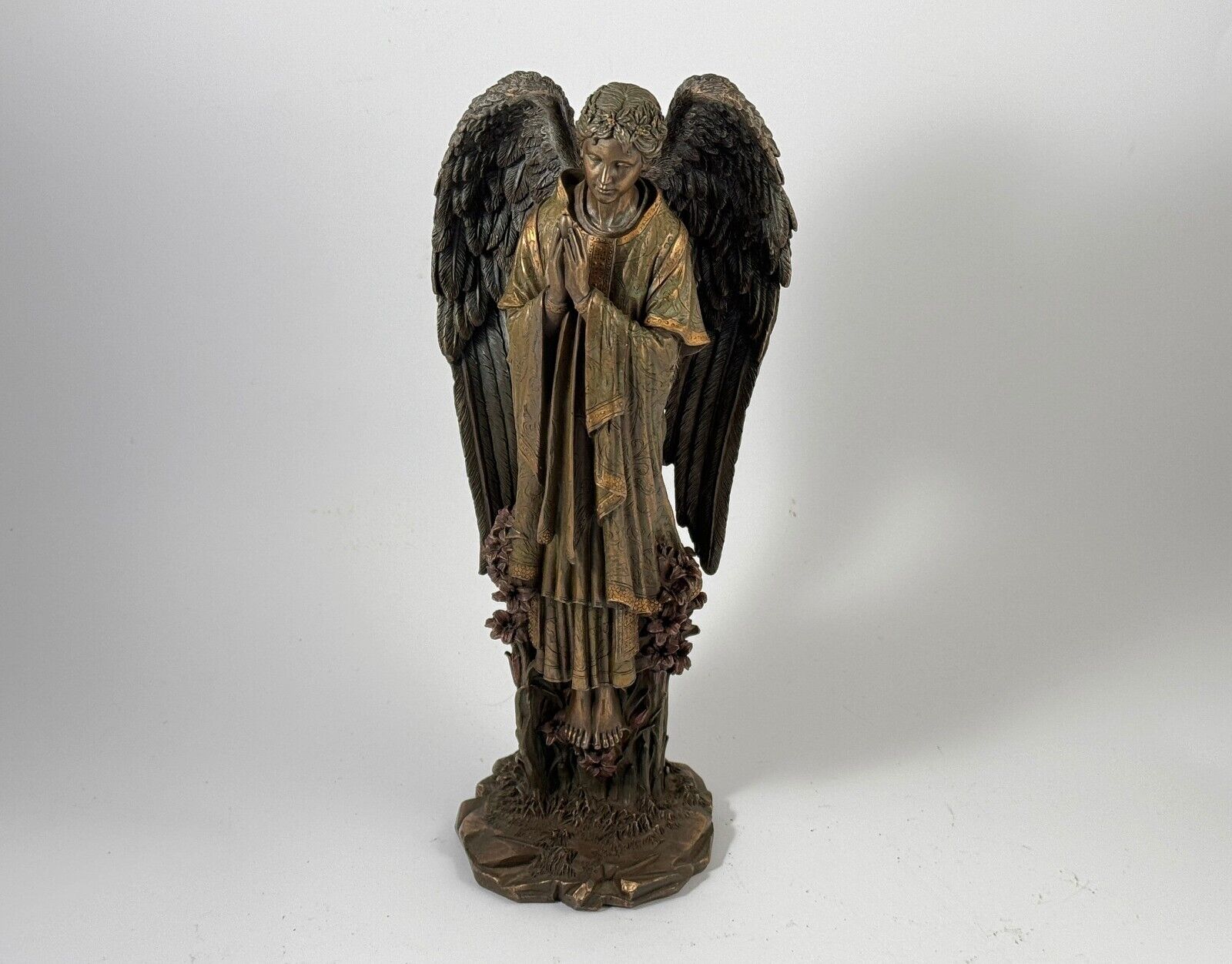 Vintage 1990s Statue Figure Veronese Archangel Nabriel Polystone With Bronze Coa