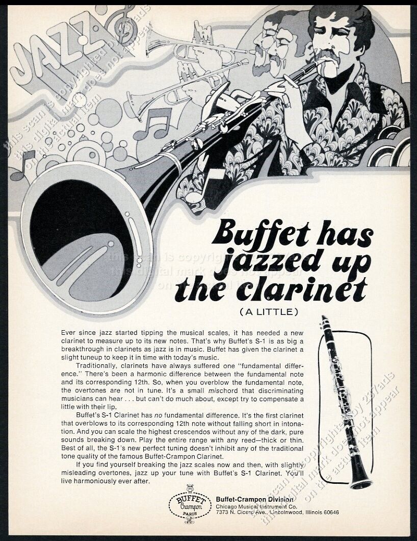 1972 Buffet Crampon S1 clarinet photo vintage print ad