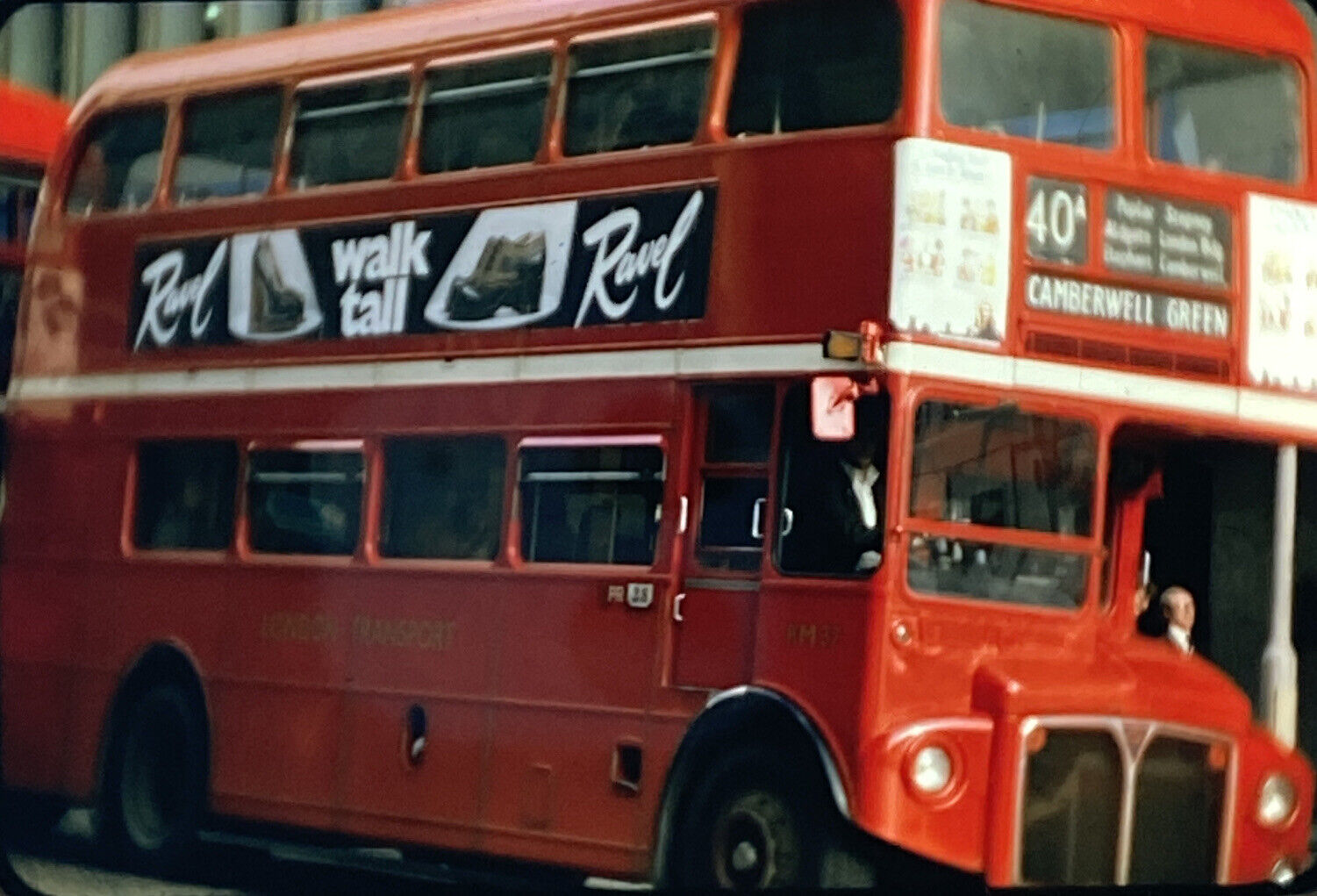 1974 35mm Slide Red Double Decker Bus Camberwell London Vintage