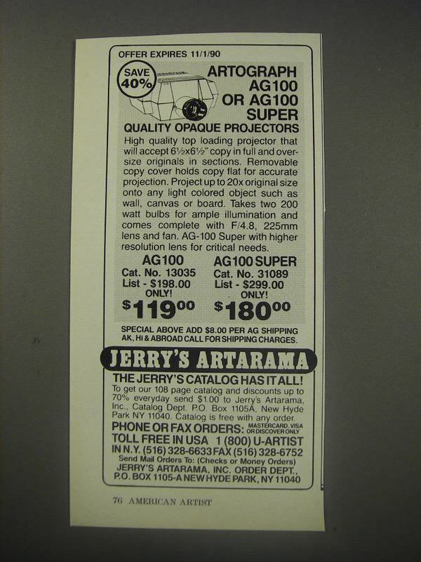 1990 Jerry\'s Artarama Ad - Artograph AG100 or AG100 Super