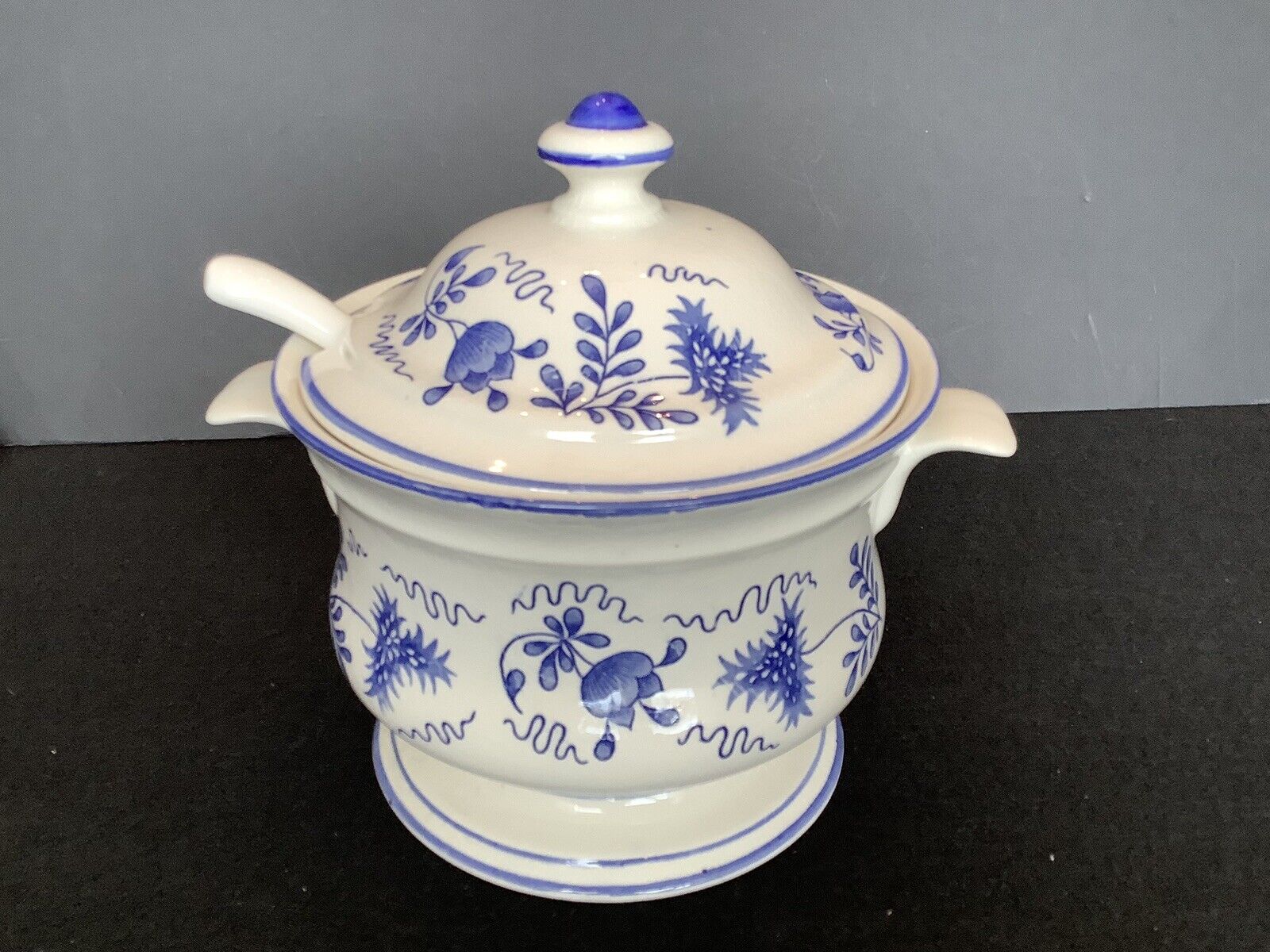 Vintage Soup Tureen with Lid and Ladle