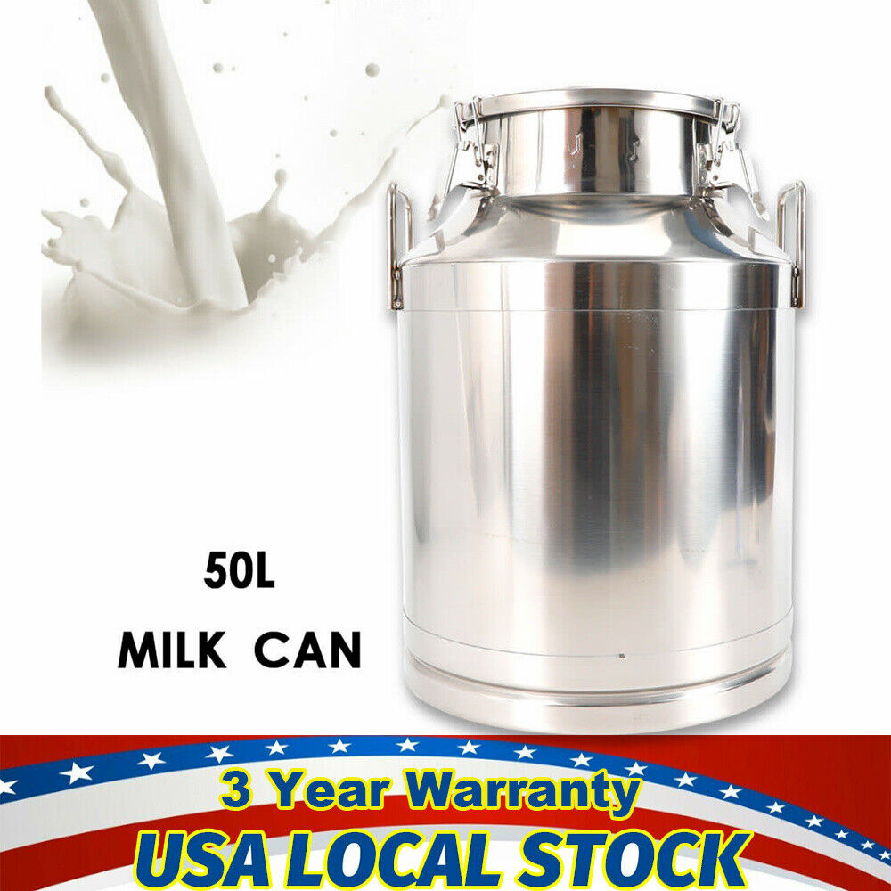 50L 13 Gallon Stainless Steel Milk Can Tote Jug Bucket Liquid Oil Storage Barrel