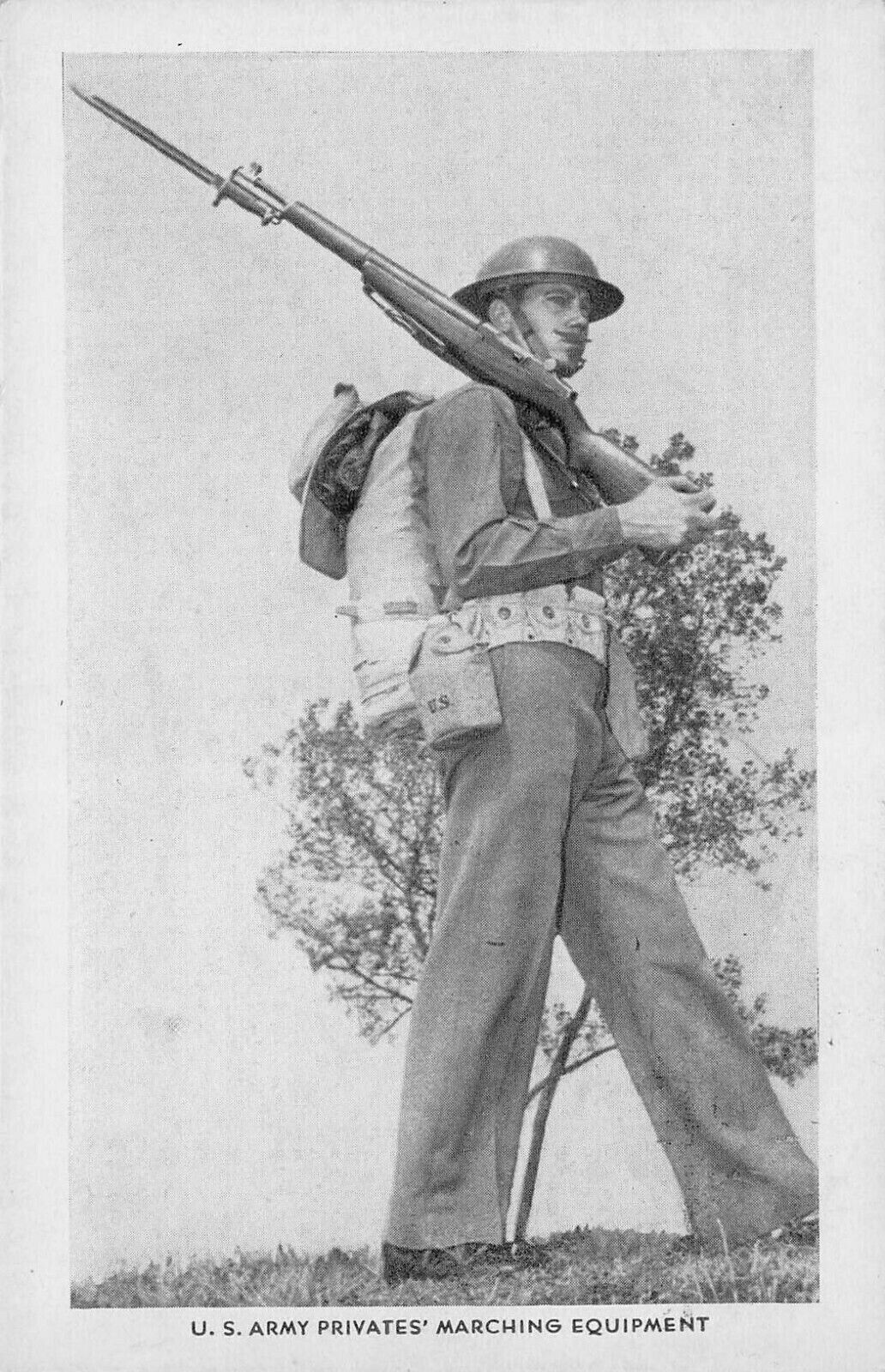 U.S. Army Privates\' Marching Equipment, World War I  Era Postcard, Unused