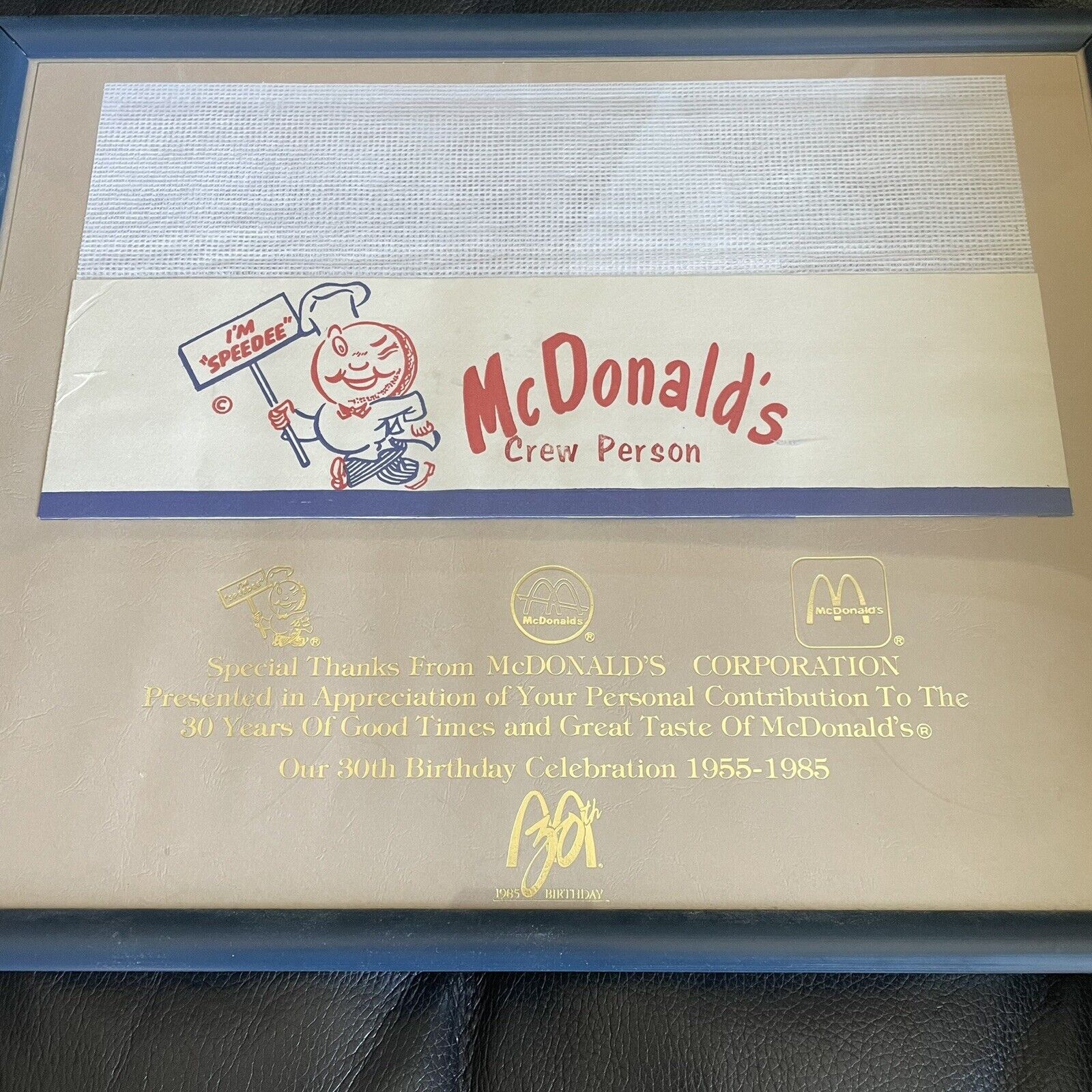 ⭐️ 1955 McDonald\'s Crew Person Hat Statue Sign Framed Man Cave Americana