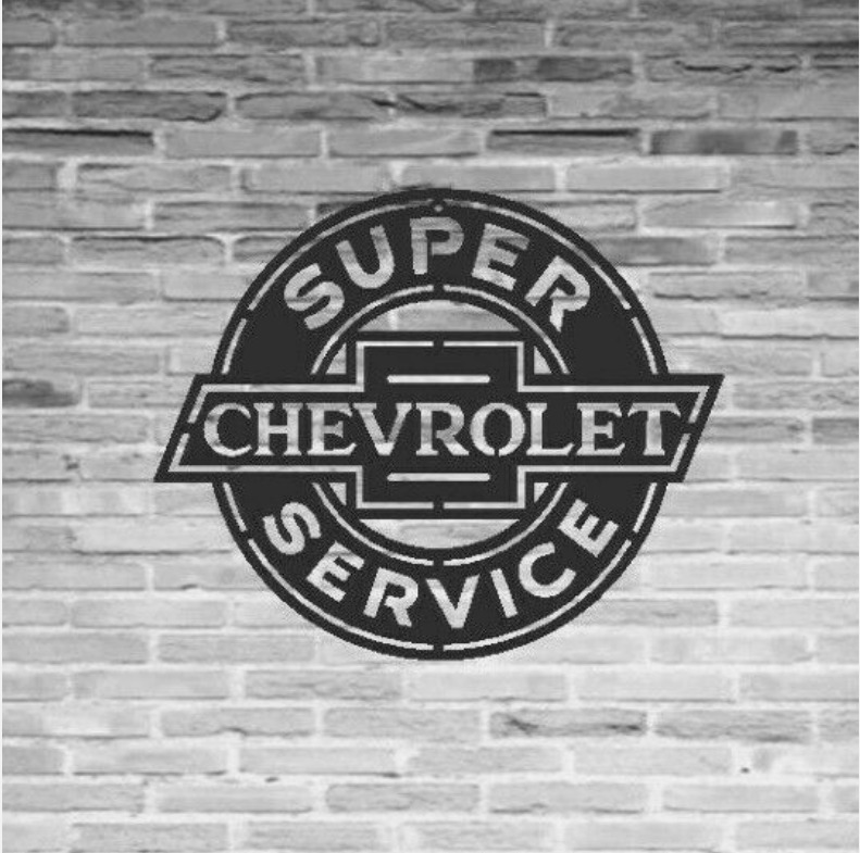 CHEVY Super Service Chevrolet Truck Car Vintage Oil Gas Pump Metal Sign Mobil