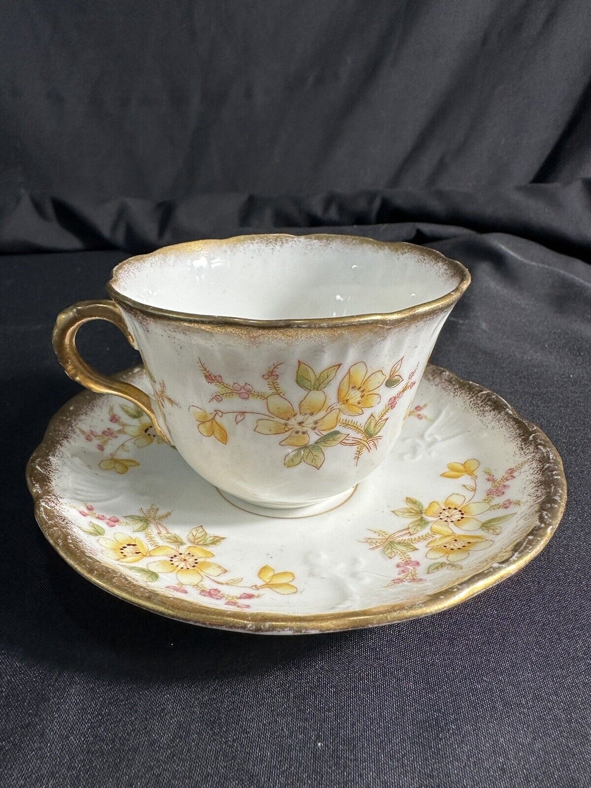 ANTIQUE BALMORAL CHINA R&D ENGLAND Tea Cup &Saucer  Yellow Floral