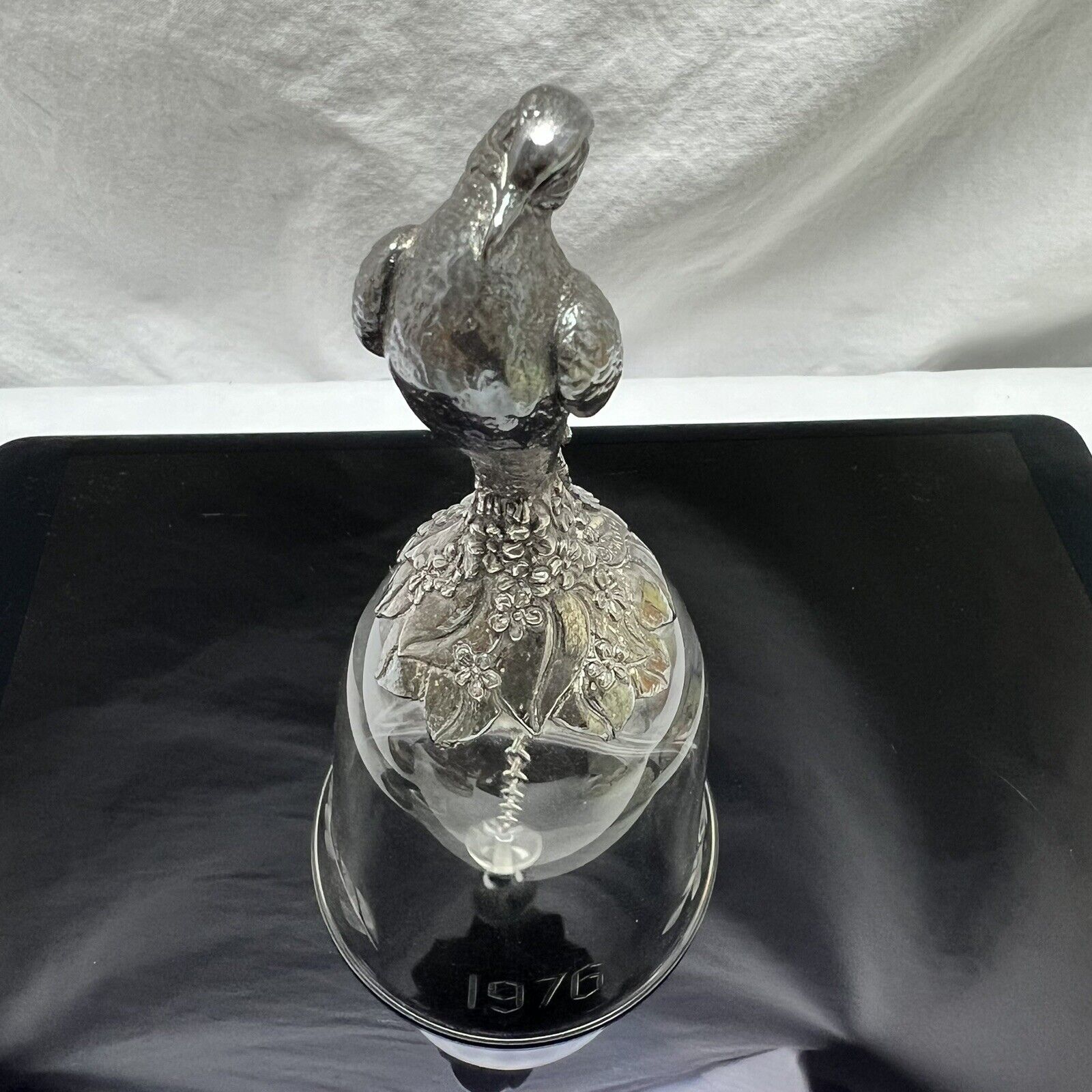 Franklin Mint 1976 Silver & Crystal Bicentennial Bell with Dove Handle