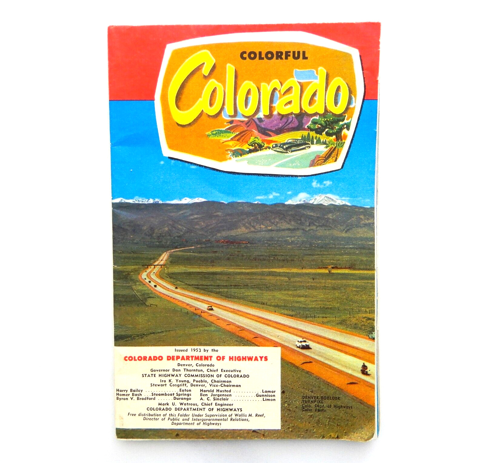 Colorful Colorado Map Vintage 1953 Folding Road Trip Paper Ephemera Travel US
