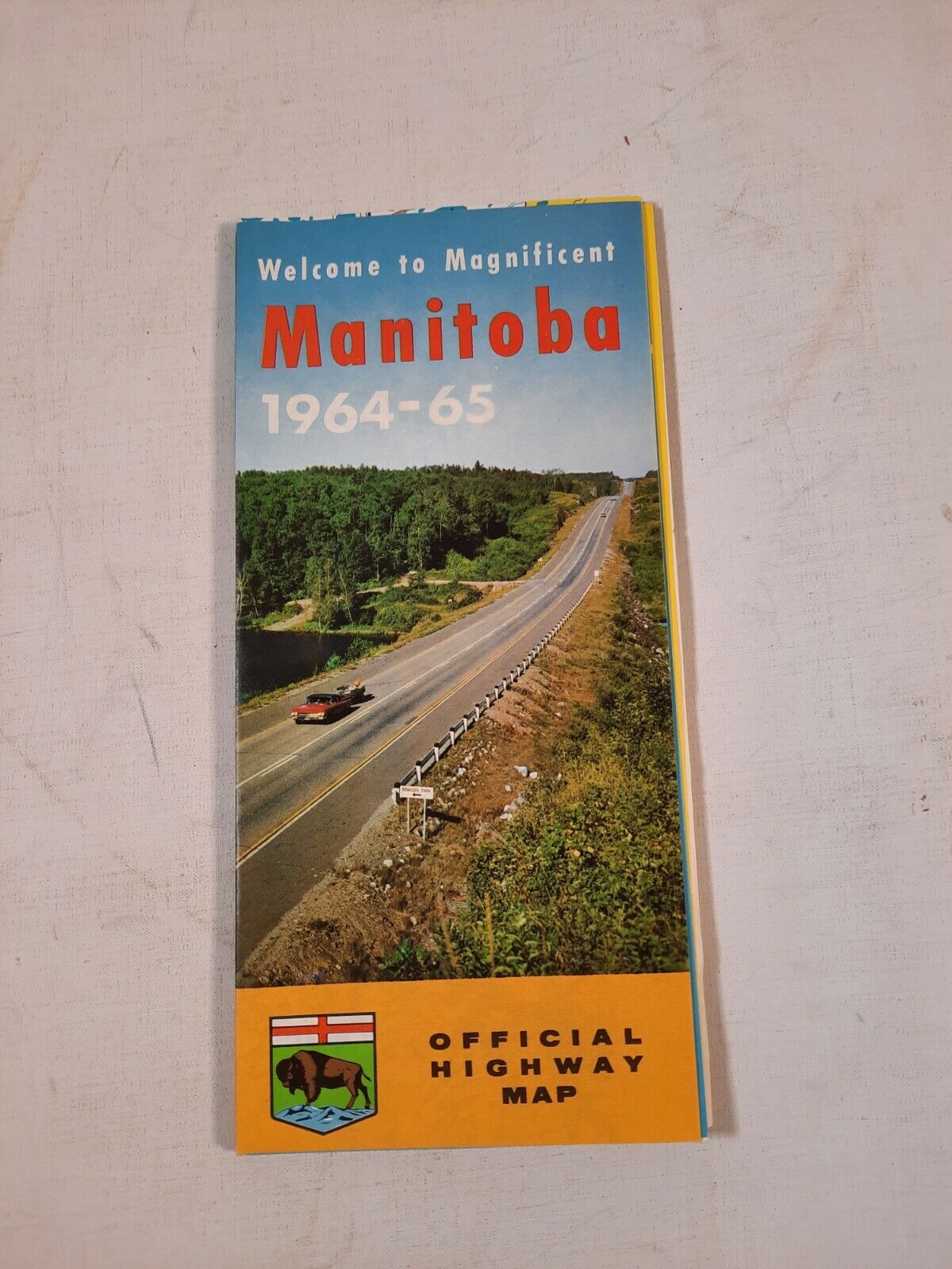 Vintage 1964 1965 manitoba Official State Highway  Department Road Map Winnipeg