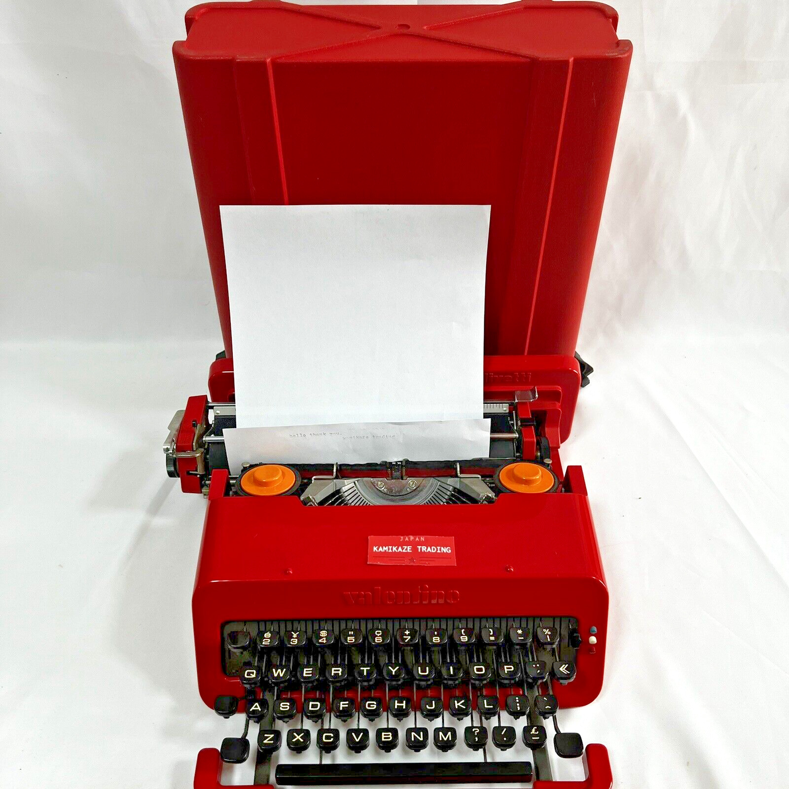 Olivetti Valentine Typewriter Red bucket Vintage  from Japan w/  Case Spain