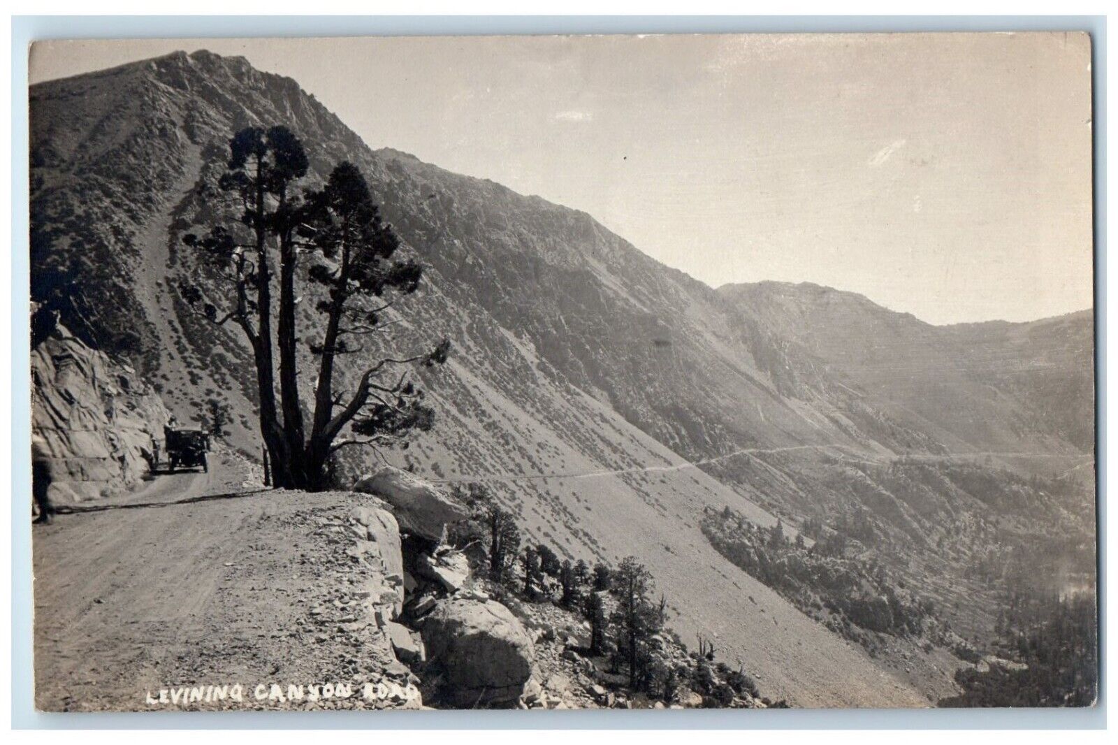 c1910\'s Lee Vining Canyon Road Dirt Rock Car California CA RPPC Photo Postcard