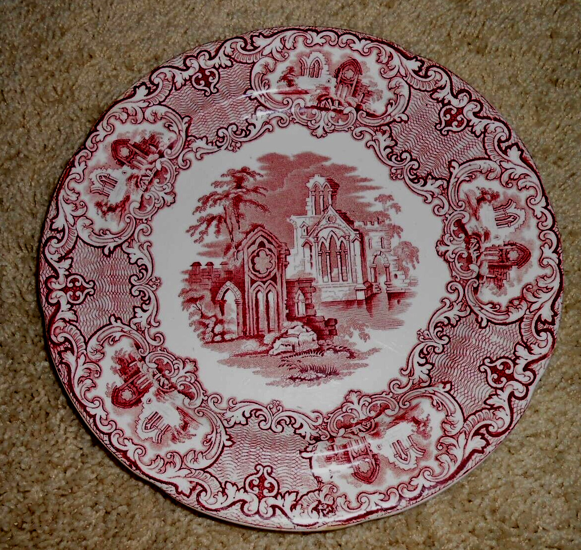 Abbey George Jones Antique Red Staffordshire Plate 1861-1873
