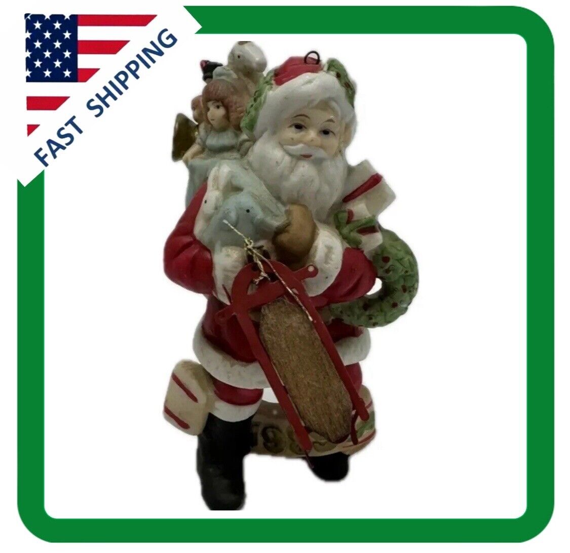 1989 Enesco Imports The Gifted Line Santa Figurines w sled By John Grossman 