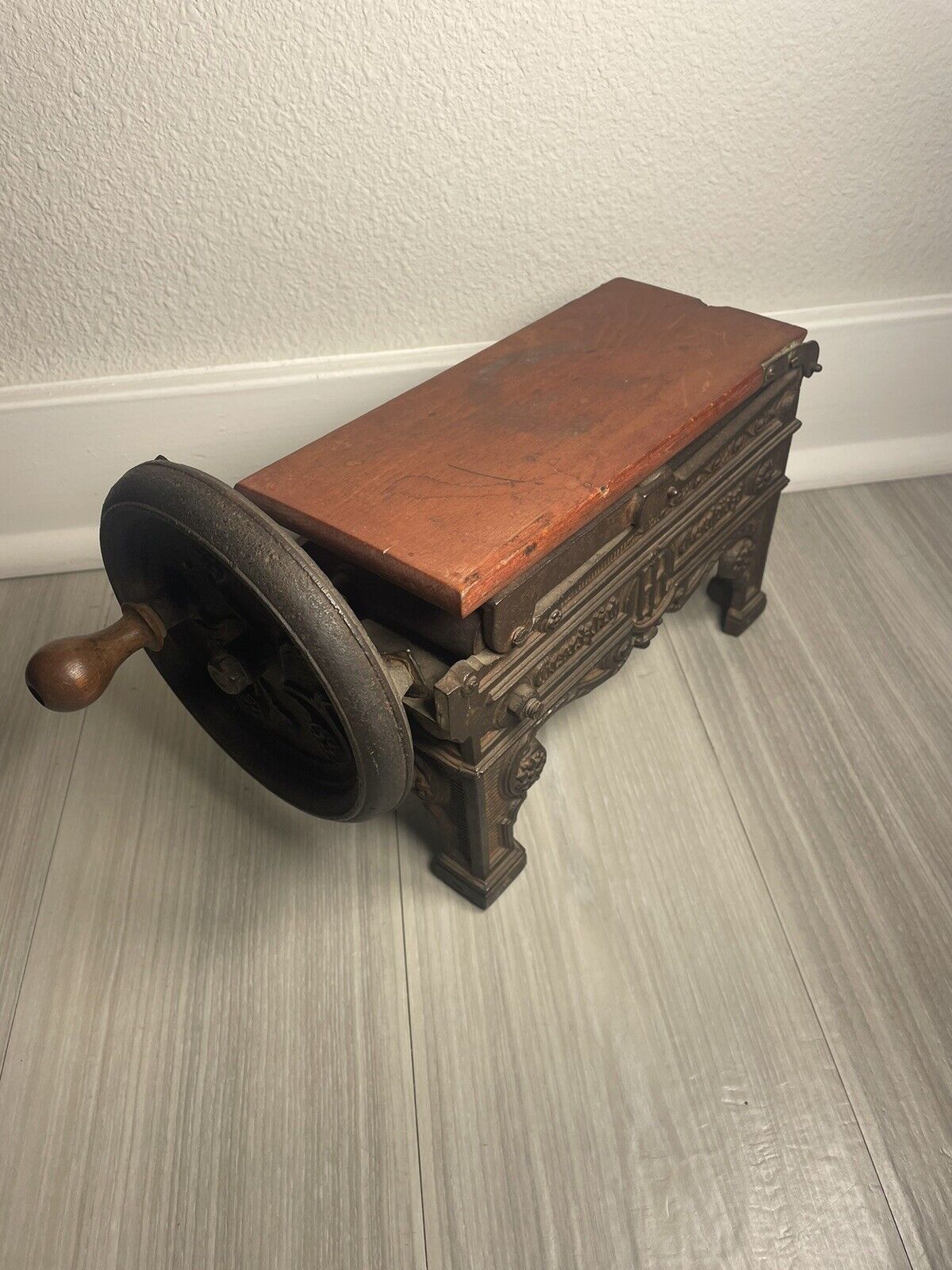 Antique Late 1800’s German Made Cast Iron/Wood Tobacco Shredder 12” x 6” x 7”