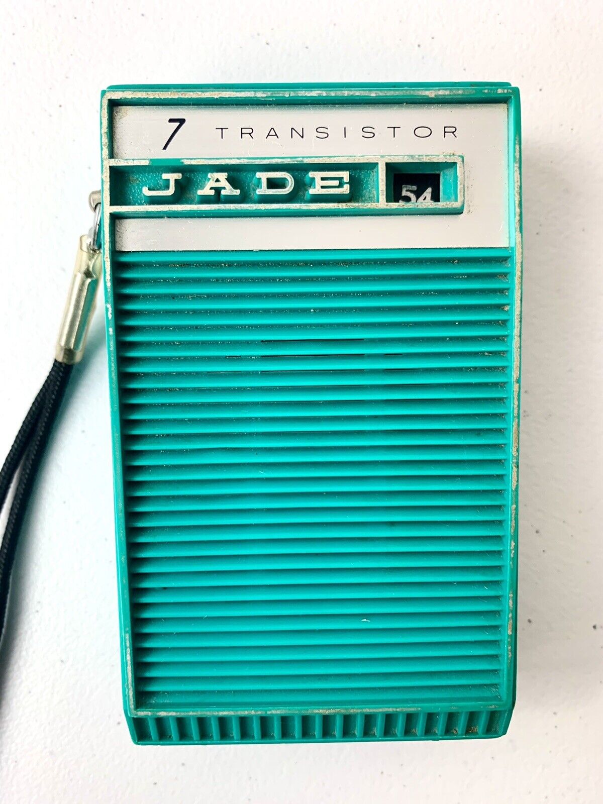 Vintage 1965 Jade 7  Transistor Model J 171 pocket radio teal Blue TESTED WORKS