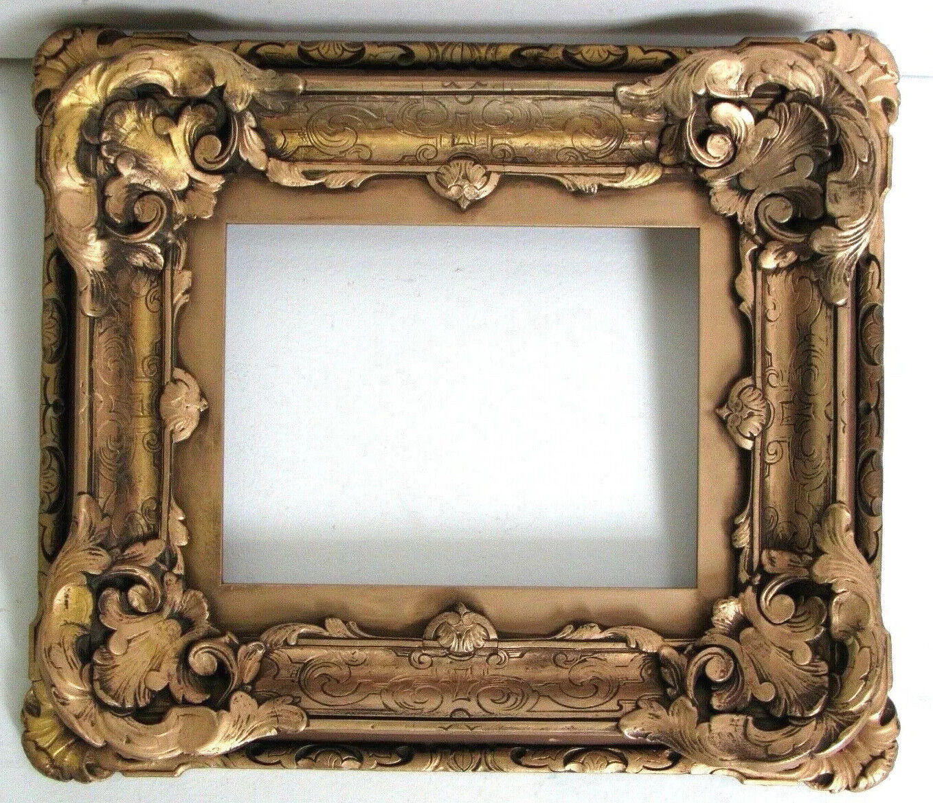 ANTIQUE 18 c MUSEUM QUALITY  HAND CARVED GILT FRAME FOR PAINTING  9 X 7 INCH