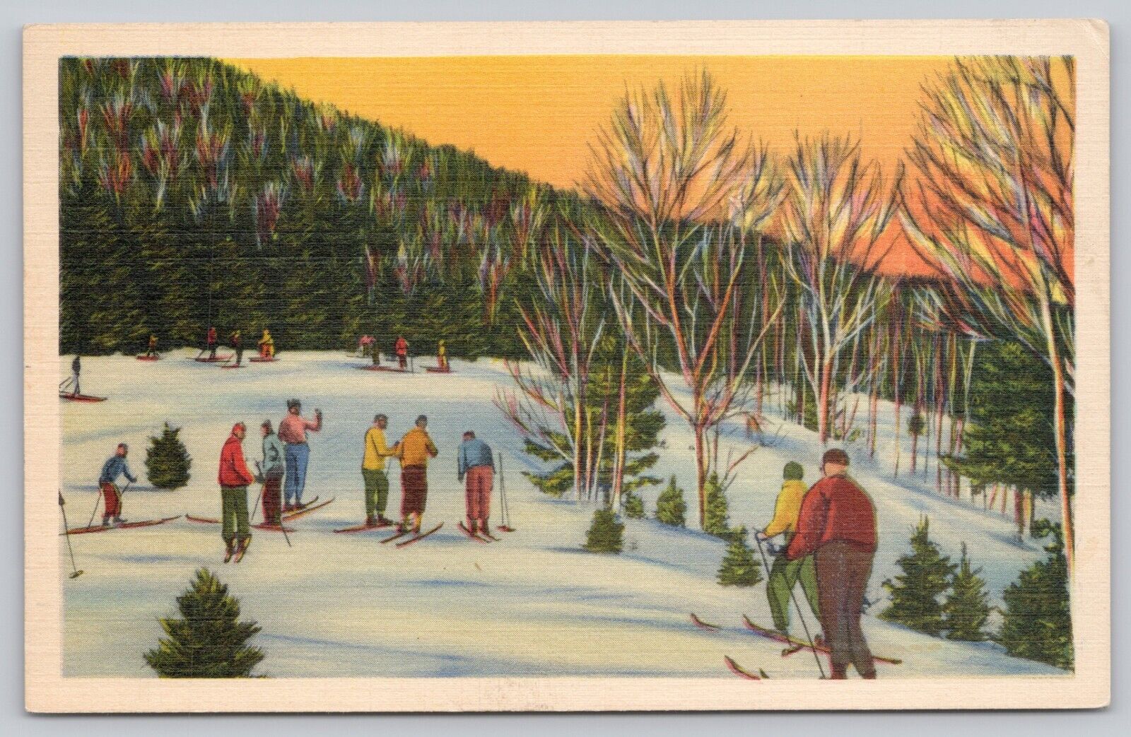 Postcard Skiers Enjoying a Beautiful Winter Day Posted 1947