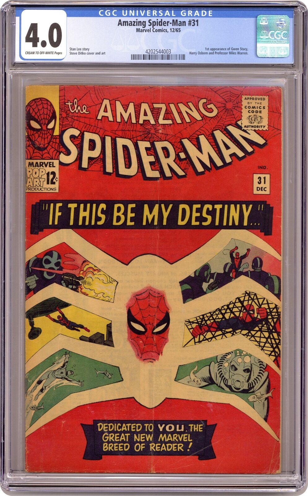 Amazing Spider-Man #31 CGC 4.0 1965 4202544003 1st app. Gwen Stacy, Harry Osborn