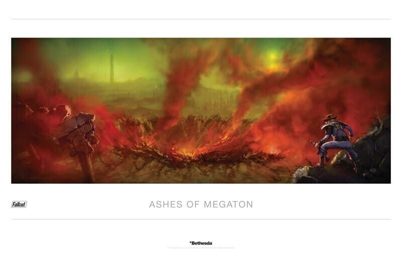 Fallout Ashes Of Megaton Lithograph Art Poster 2014 RARE Limited Edition