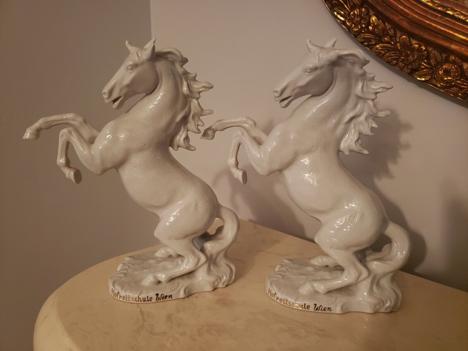 Pair of VINTAGE WILHELM RITTIRSCH DRESDEN HORSES - PORCELAIN FIGURINE 